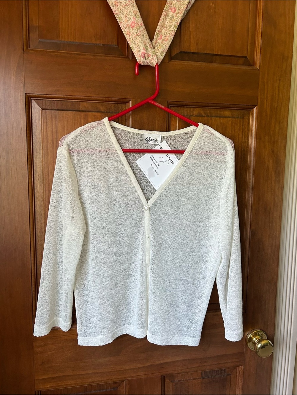 Lightweight Cream V-Neck Button-Front Cardigan - Women's